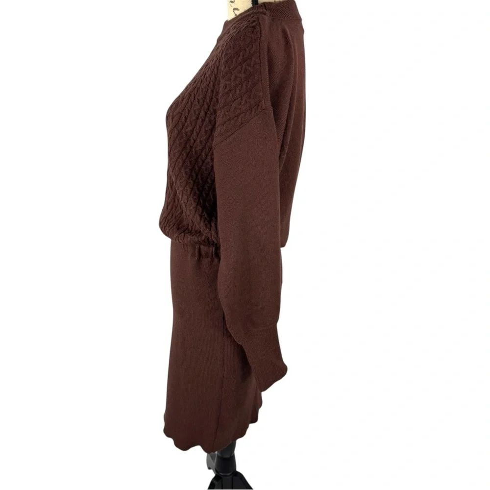 Lascana Womens Cable Knit Sweater Dress Brown
